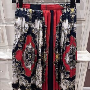 Elegant Chain Print Skirt - Red and Black